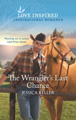 Love Inspired cover with man standing beside a fence with his horse. He's in western clothing and the sun is setting behind the mountains in the background.