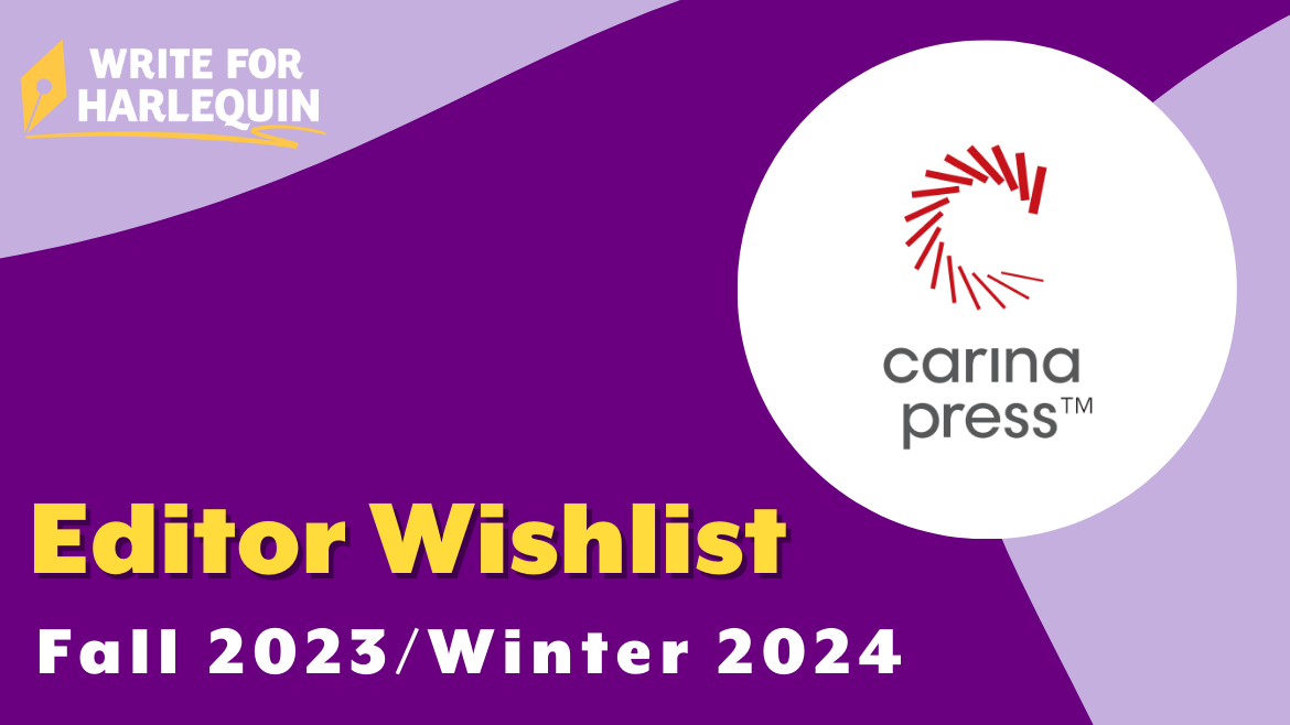 Editor Wishlist Fall 2023/Winter 2024 written on a dark purple background with the red carina press logo in a white circle.