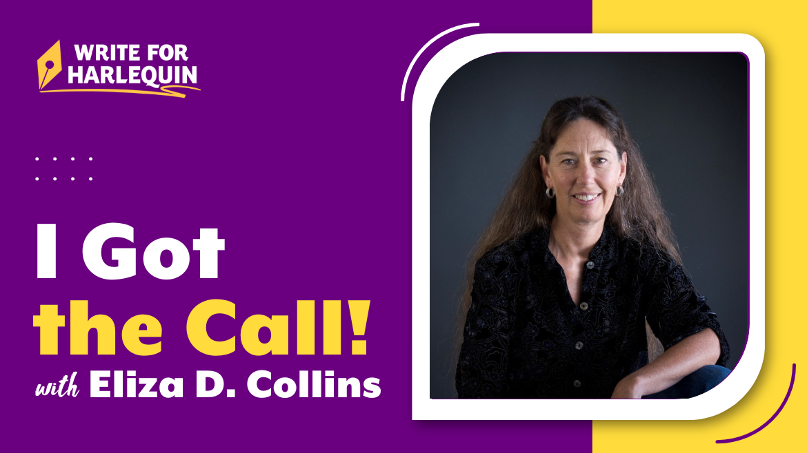 A purple and yellow image with an author photo on the right side. The left reads I Got the Call with Eliza D. Collins