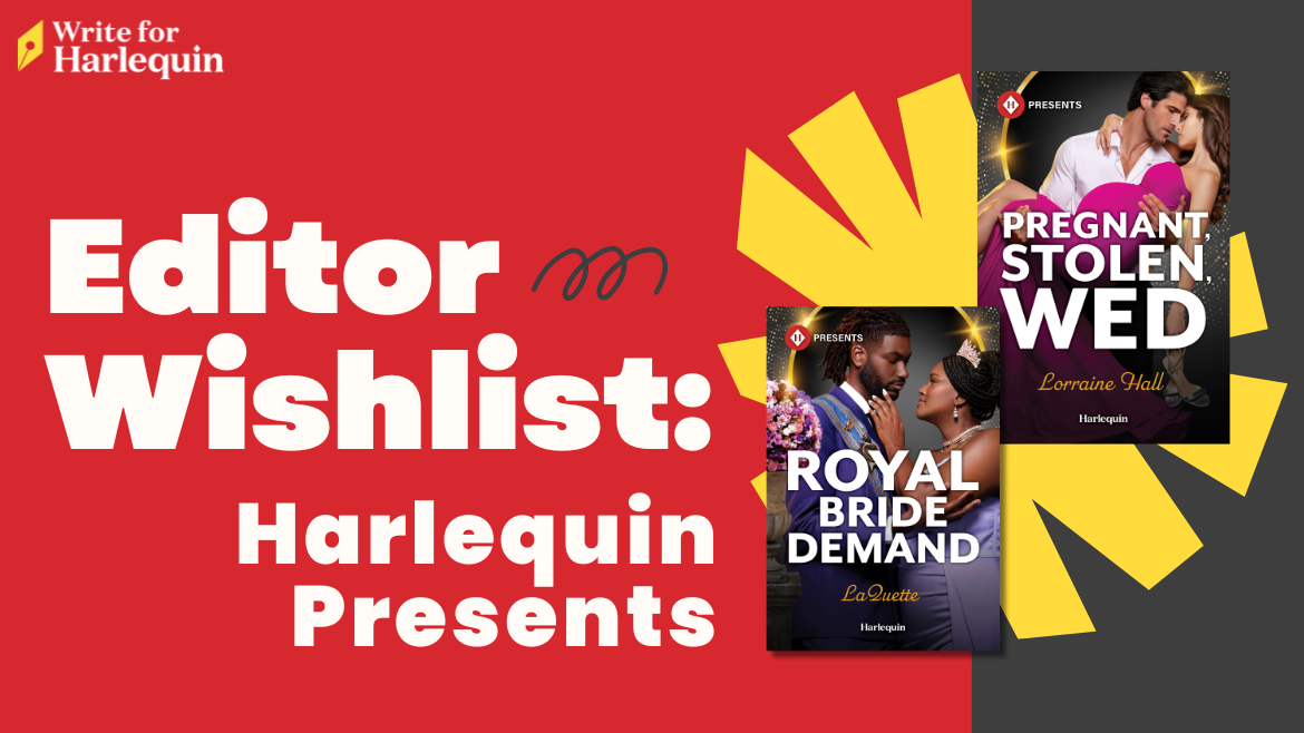 A red duo-tone graphic reads Editor Wishlist: Harlequin Presents