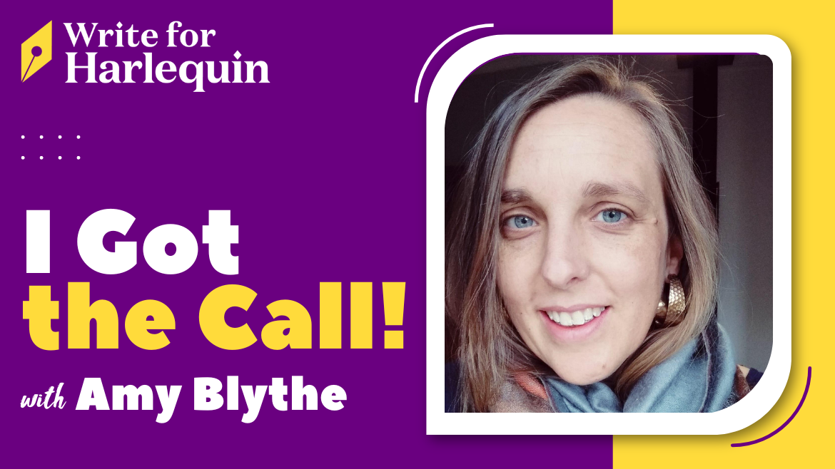 A purple and yellow graphic reads I Got the Call with Amy Blythe