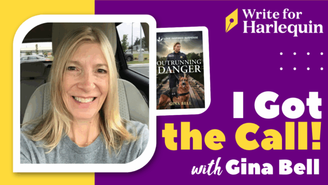 I Got the Call with Gina Bell. A purple and yellow graphic features an author photo and book cover