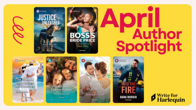 Blog cover for April Author Spotlight featuring six book covers