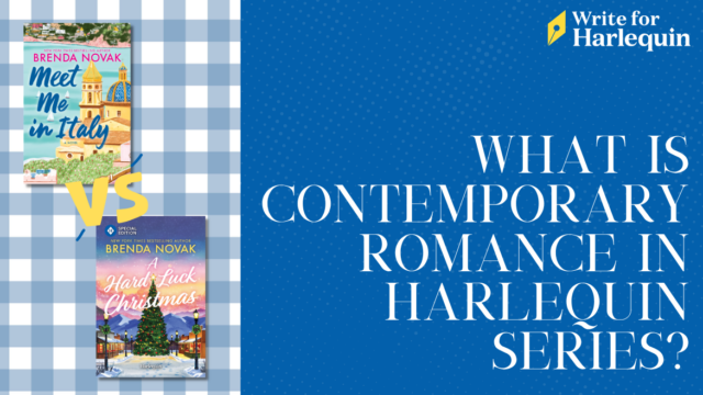 Blue graphic reads Contemporary Romance in Harlequin Series